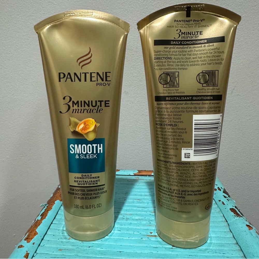 NEW TWO Pantene Pro-V 3 Minute Miracle Smooth & Sleek Daily Conditioner 6 OZ